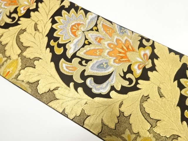 JAPANESE KIMONO / ANTIQUE FUKURO OBI / SILK / WOVEN FLORAL SARASA
